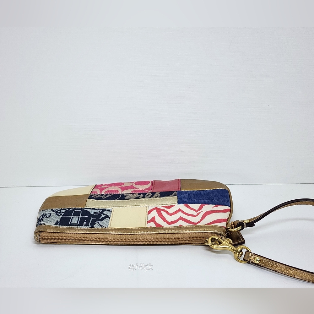 Coach Patchwork Leather/Fabric Wristlet *Multi/Go… - image 3